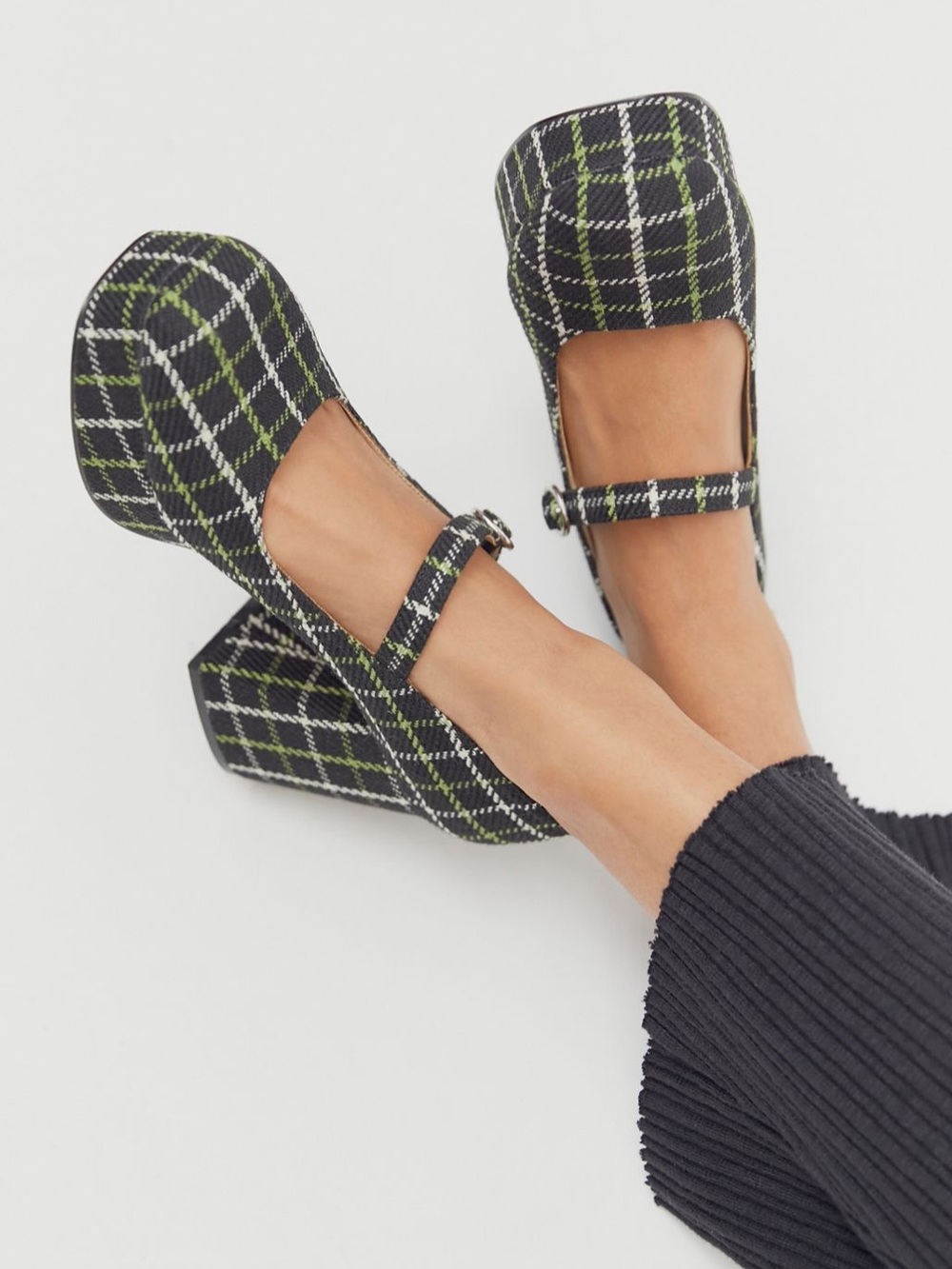 UO Sadie Plaid Mary Jane Platform Heel